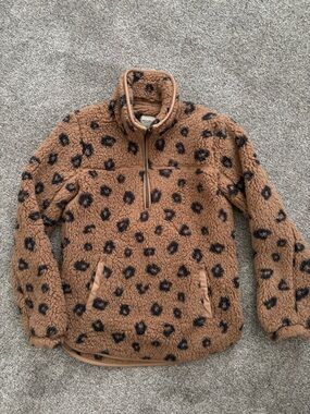 Abercrombie & Fitch Beige Teddy Jacket with Dark Spot Accents